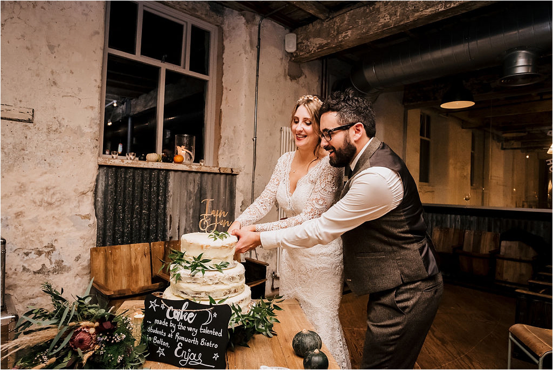 Iain + Jen’s Winter Wedding at Holmes Mill