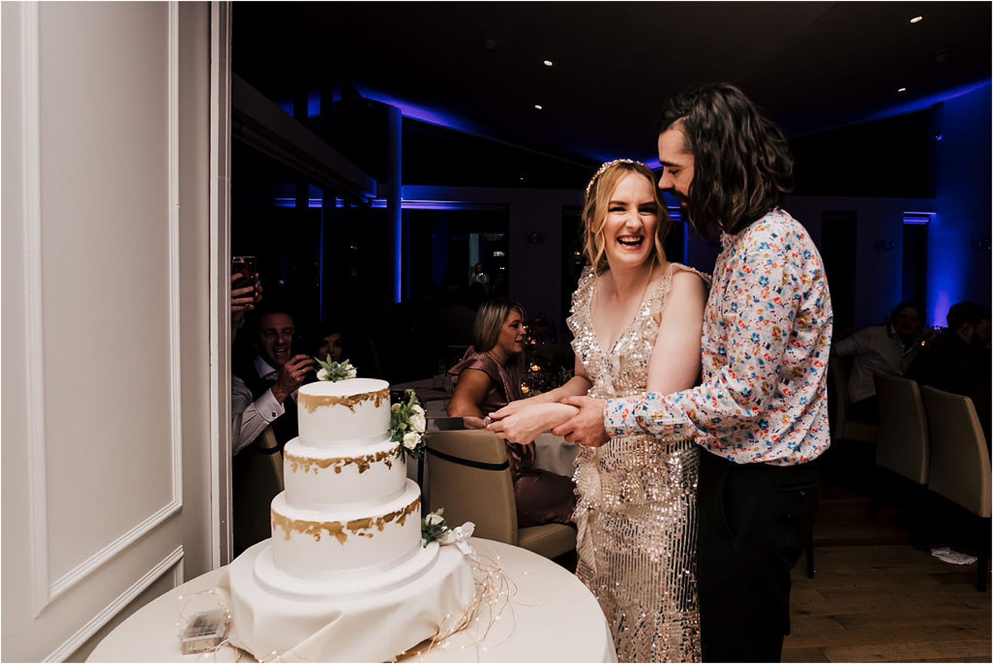 Katie and Liam’s super cool twilight wedding at West Tower