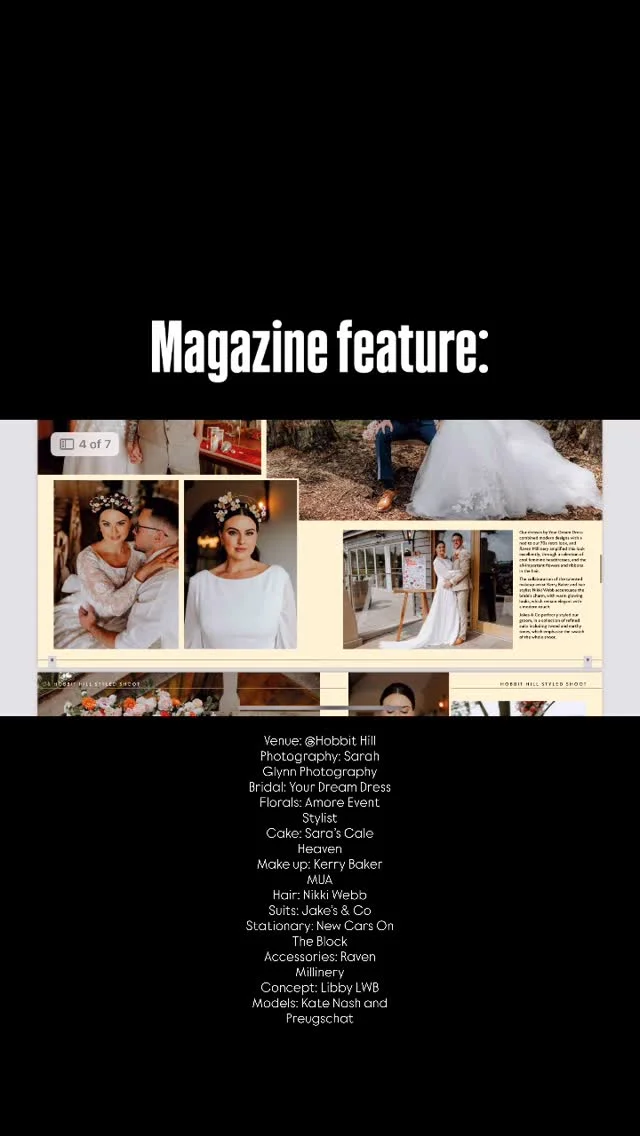 It’s OFFICIAL —  in a BLOODY MAGAZINE! 🔥🖤 (Again 😁)
 Luxury photography with a bold documentary edge and strong editorial impact — and the PRINT proves it.

If you want…..Unreal, high-end photography 📸✨
 ….All the fun. All the energy. All the moments — captured perfectly.

And….You do not want to miss out on the best day and the best photos of your life.
 You need to….Book now or message to chat

So happy to have been part of this photoshoot featured in Great Northern Wedding Venues Magazine!

Never stop getting goosebumps seeing my work in print.
💕☺️🦄

This was a genius collab and adore the collective we blended so well to create something special and different.
I hope you love 🫶💕

Venue: Hobbit Hill
Photography: Sarah Glynn Photography
Bridal: Your Dream Dress
Florals: Amore Event Stylist
Cake: Sara’s Cale Heaven
Make up: Kerry Baker MUA
Hair: Nikki Webb
Suits: Jake’s & Co
Stationary: New Cars On The Block
Accessories: Raven Millinery
Concept: Libby LWB
Models: Kate Nash and Preugschat

#sarahglynnphotography #hobbithill #littlewhitebooks #greatnorthernweddingvenues
